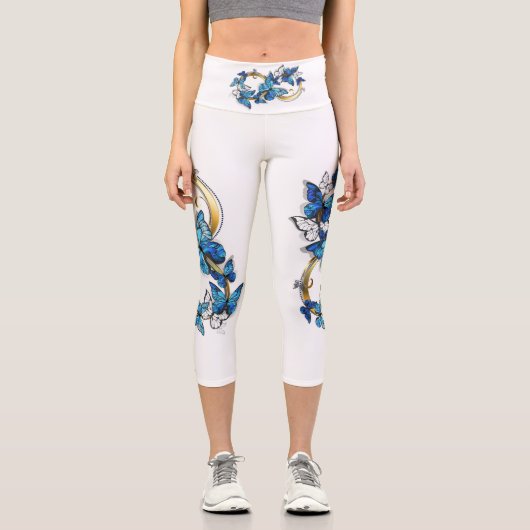 Symbol Infinity of Blue Morpho Butterflies カプリレギンス (正面)