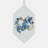 Symbol Infinity of Blue Morpho Butterflies ガラスオーナメント (正面右)