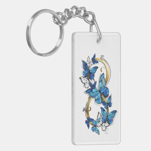 Symbol Infinity of Blue Morpho Butterflies キーホルダー (正面左)