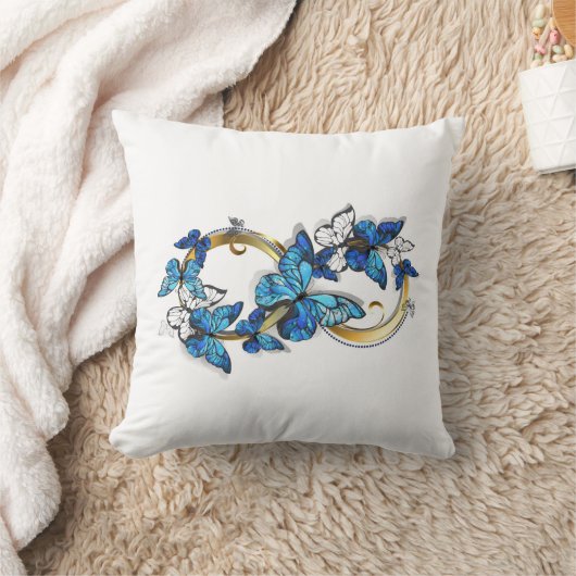 Symbol Infinity of Blue Morpho Butterflies クッション (ブランケット)
