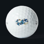 Symbol Infinity of Blue Morpho Butterflies ゴルフボール<br><div class="desc">Symbol infinity of gold,  decorated with realistic blue butterflies morpho on a white background. Design with butterflies. Morpho. Design with blue butterflies morpho.</div>