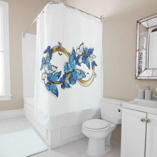 Symbol Infinity of Blue Morpho Butterflies シャワーカーテン (インサイチュ)