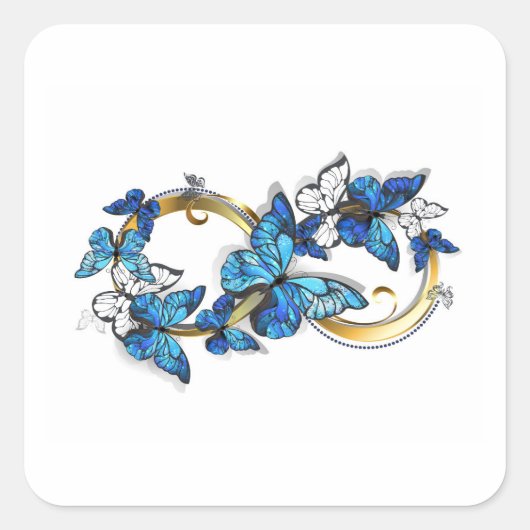 Symbol Infinity of Blue Morpho Butterflies スクエアシール (正面)