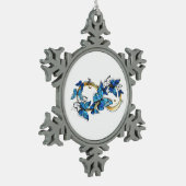 Symbol Infinity of Blue Morpho Butterflies スノーフレークピューターオーナメント (左)