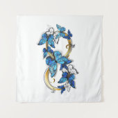 Symbol Infinity of Blue Morpho Butterflies タペストリー (正面(横))