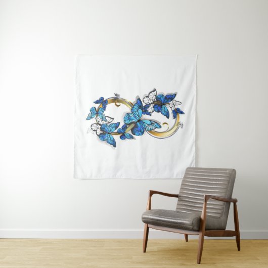 Symbol Infinity of Blue Morpho Butterflies タペストリー (インサイチュ)