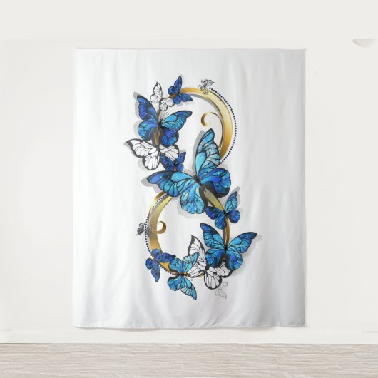 Symbol Infinity of Blue Morpho Butterflies タペストリー (正面)