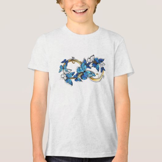 Symbol Infinity of Blue Morpho Butterflies トライブレンドTシャツ (正面)