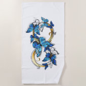 Symbol Infinity of Blue Morpho Butterflies ビーチタオル (正面)