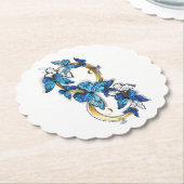 Symbol Infinity of Blue Morpho Butterflies ペーパーコースター (アングル)