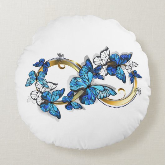 Symbol Infinity of Blue Morpho Butterflies ラウンドクッション (正面)