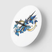 Symbol Infinity of Blue Morpho Butterflies ラウンド壁時計 (傾斜)