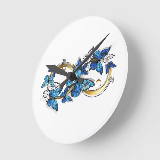 Symbol Infinity of Blue Morpho Butterflies ラウンド壁時計 (傾斜)