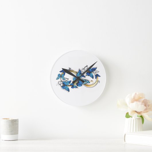 Symbol Infinity of Blue Morpho Butterflies ラウンド壁時計 (ホーム)