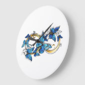 Symbol Infinity of Blue Morpho Butterflies ラージ壁時計 (傾斜)