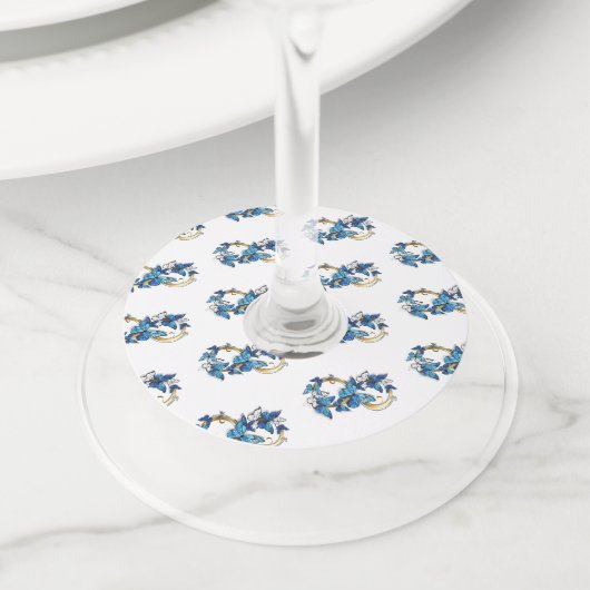 Symbol Infinity of Blue Morpho Butterflies ワイングラスタグ (クローズアップ)