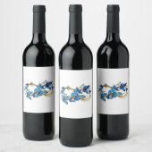 Symbol Infinity of Blue Morpho Butterflies ワインラベル (ボトル)