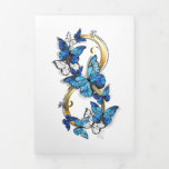 Symbol Infinity of Blue Morpho Butterflies 三つ折りクリスマスカード<br><div class="desc">Symbol infinity of gold,  decorated with realistic blue butterflies morpho on a white background. Design with butterflies. Morpho. Design with blue butterflies morpho.</div>