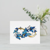 Symbol Infinity of Blue Morpho Butterflies 箔招待状ポストカード (立ち正面)