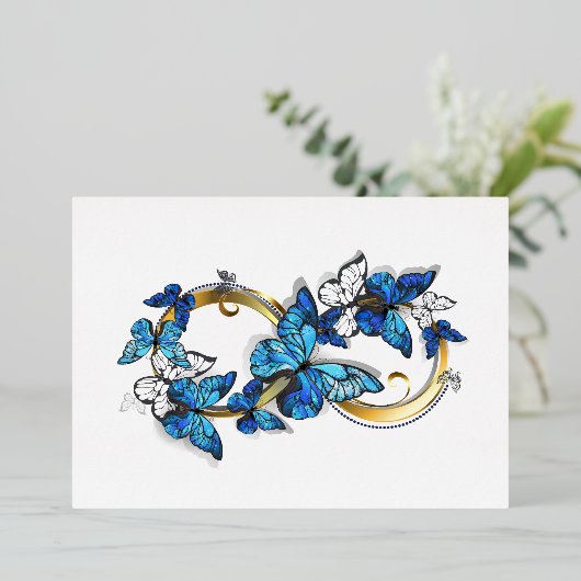 Symbol Infinity of Blue Morpho Butterflies 箔招待状 (立ち正面)
