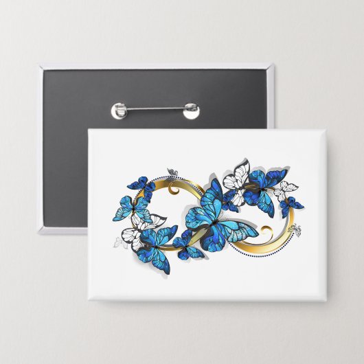 Symbol Infinity of Blue Morpho Butterflies 缶バッジ (正面/裏面)