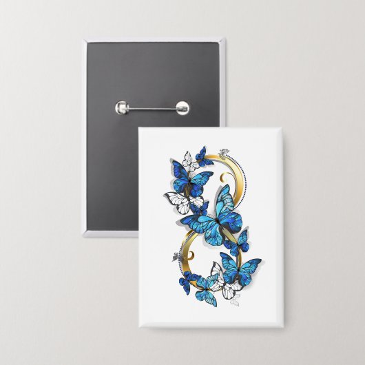 Symbol Infinity of Blue Morpho Butterflies 缶バッジ (正面/裏面)