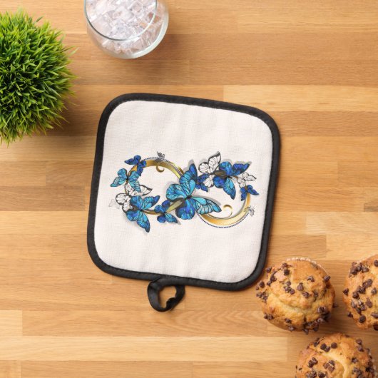 Symbol Infinity of Blue Morpho Butterflies 鍋敷き (トップダウン)