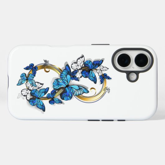 Symbol Infinity of Blue Morpho Butterflies Case-Mate iPhoneケース (裏面 (横))