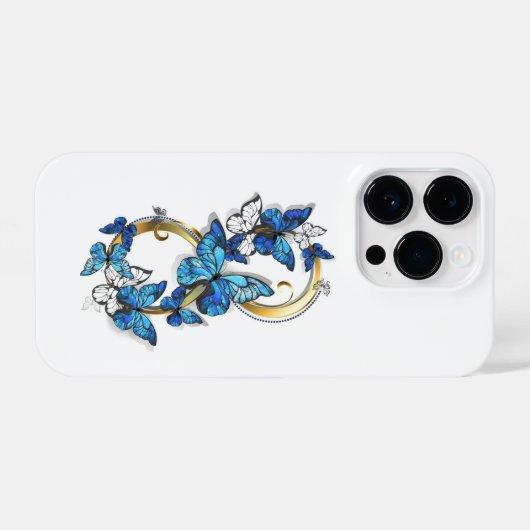 Symbol Infinity of Blue Morpho Butterflies iPhoneケース (裏面横)