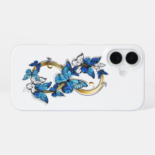Symbol Infinity of Blue Morpho Butterflies iPhone 16ケース (裏面横)
