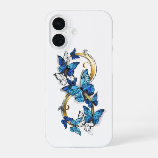 Symbol Infinity of Blue Morpho Butterflies iPhone 16ケース (裏面)