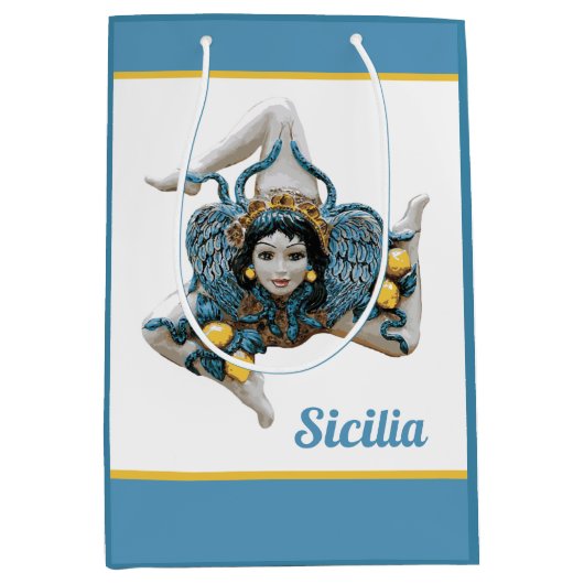 Symbol of Sicily Trinacria Medusa Sicilian ミディアムペーパーバッグ (正面)