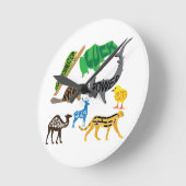 Symbolism of Animals ラウンド壁時計 (傾斜)