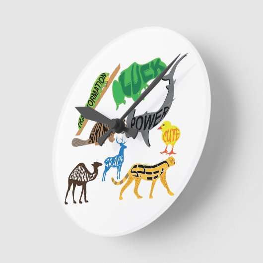 Symbolism of Animals ラウンド壁時計 (傾斜)