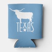 Symbols of Texas, Longhorn, blue 缶クーラー (正面)