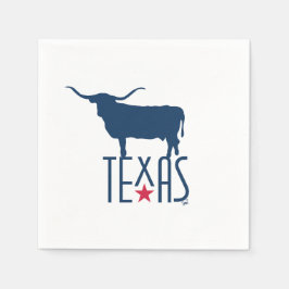 Symbols of Texas, Longhorn, navy スタンダードカクテルナプキン