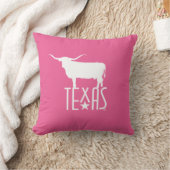 Symbols of Texas, Longhorn white, pink background クッション (ブランケット)