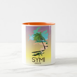 Symi Greece旅行ポスター ツートーンマグカップ