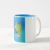 Symi Island Mapギリシャの旅行ポスター。 ツートーンマグカップ (正面右)