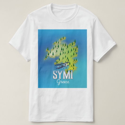 Symi Island Mapギリシャの旅行ポスター。 Tシャツ (デザイン正面)