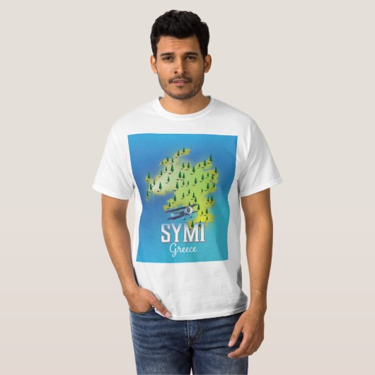 Symi Island Mapギリシャの旅行ポスター。 Tシャツ (正面フル)