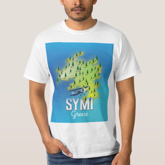 Symi Island Mapギリシャの旅行ポスター。 Tシャツ (正面)