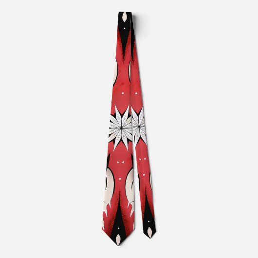 Symmetrical Abstract Motif in Red and Black ネクタイ (正面)