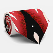 Symmetrical Abstract Motif in Red and Black ネクタイ (ロール)