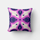 Symmetrical Abstract Pattern in Purple and White クッション (正面)
