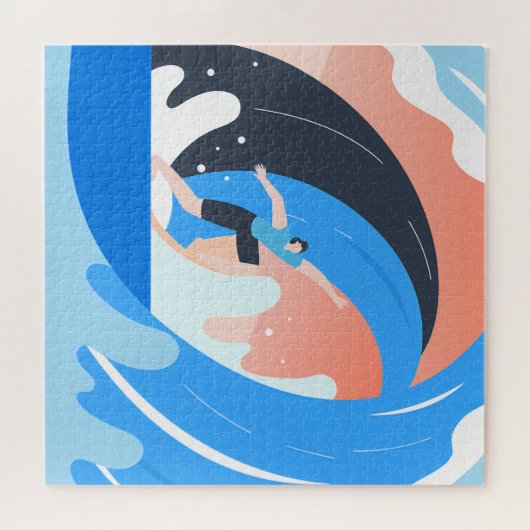 Symmetrical Abstract Pattern in Purple and White ジグソーパズル (横)