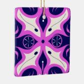 Symmetrical Abstract Pattern in Purple and White セラミックオーナメント (右)