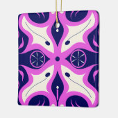 Symmetrical Abstract Pattern in Purple and White セラミックオーナメント (左)