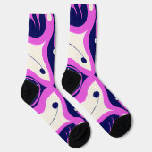 Symmetrical Abstract Pattern in Purple and White ソックス (右)