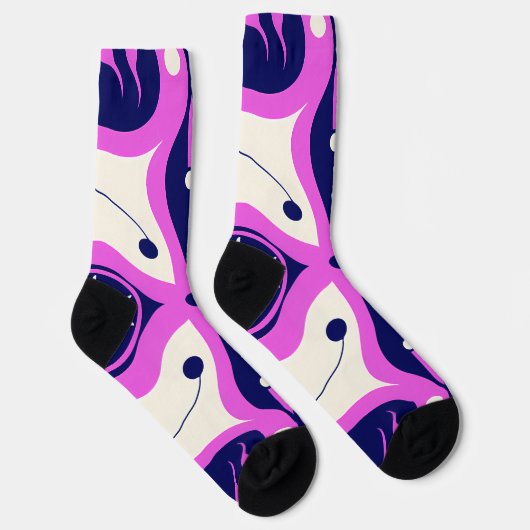 Symmetrical Abstract Pattern in Purple and White ソックス (右)